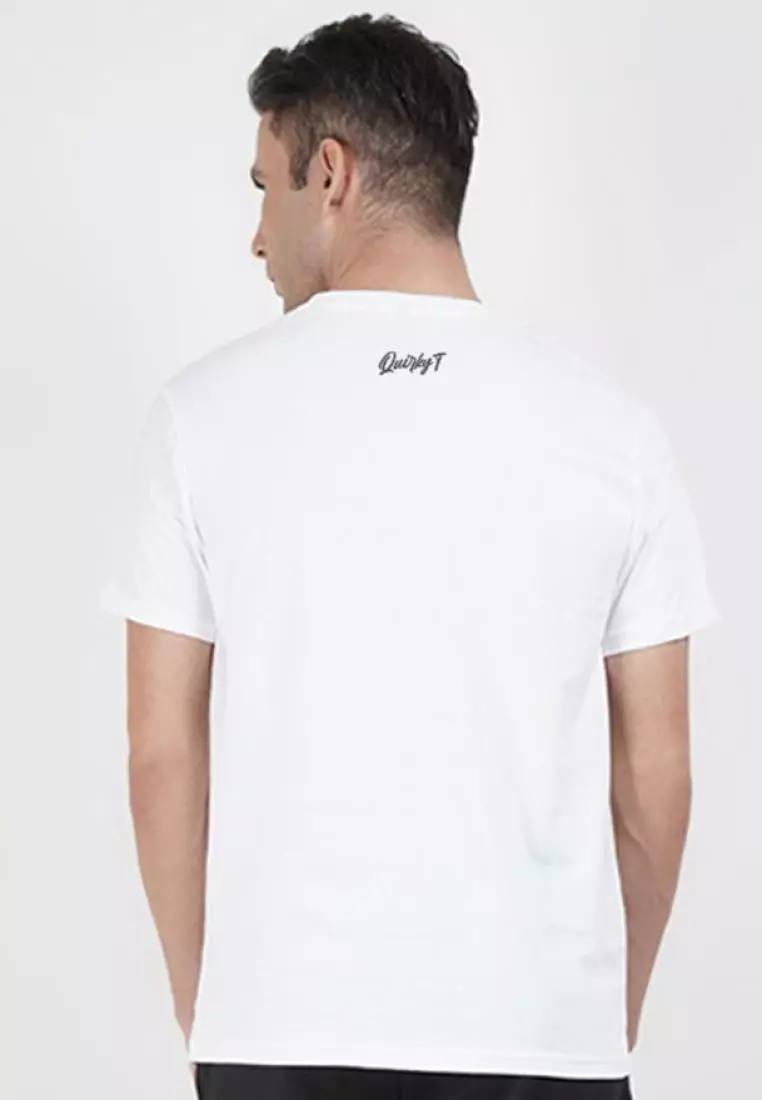 Abstract Frame Graphic White Cotton Short Sleeve Regular Fit Tee