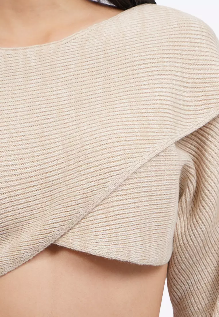 Overlap Long Sleeve Knit Top