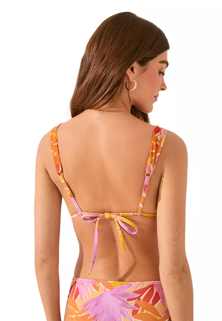 Mesh Triangle Bikini Top With Floral Print