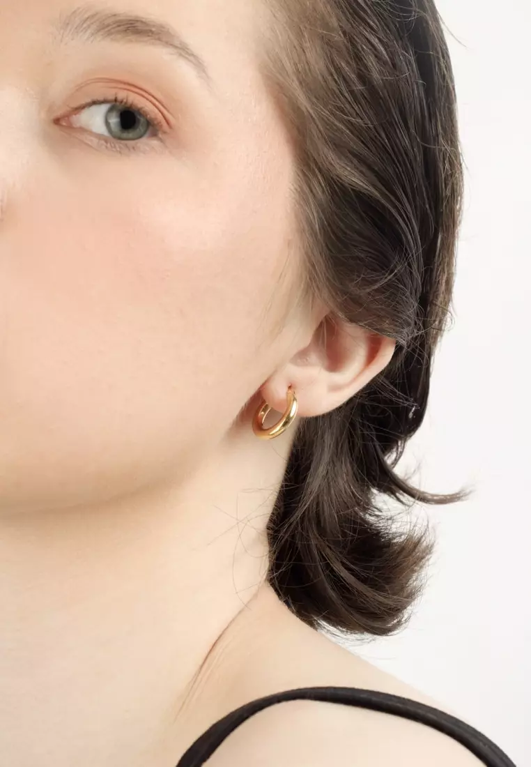 Small gold hoop earrings 18k on sale