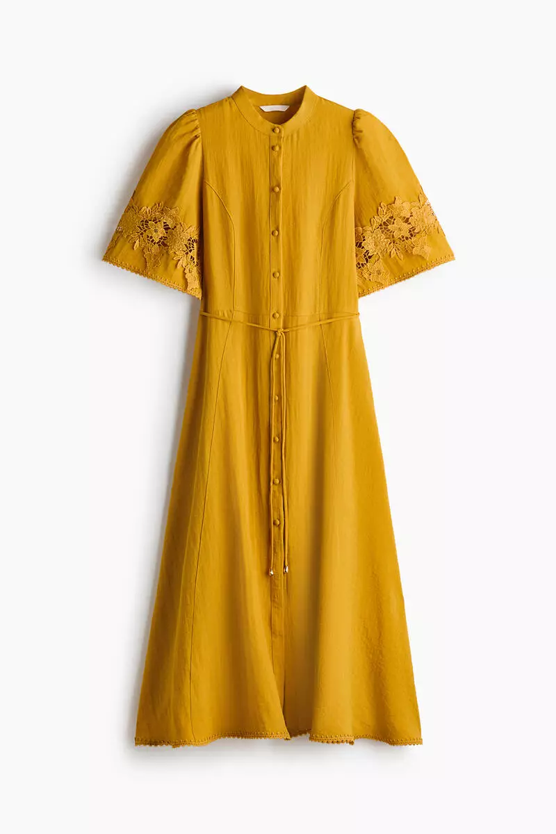 Crinkled broderie anglaise dress