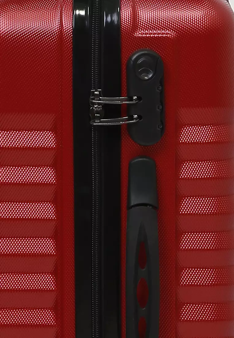 Carlton Koper Unisex Size 20 Inch Travel Bag Large Compartment Kunci Kode Angka Material Fiber ABS ORIGINAL - Red