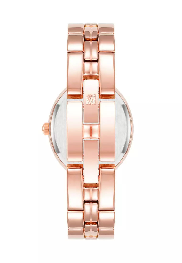 Anne Klein AK5020RGRG0000 rose gold oval watch with rose gold dial and rose gold tone band