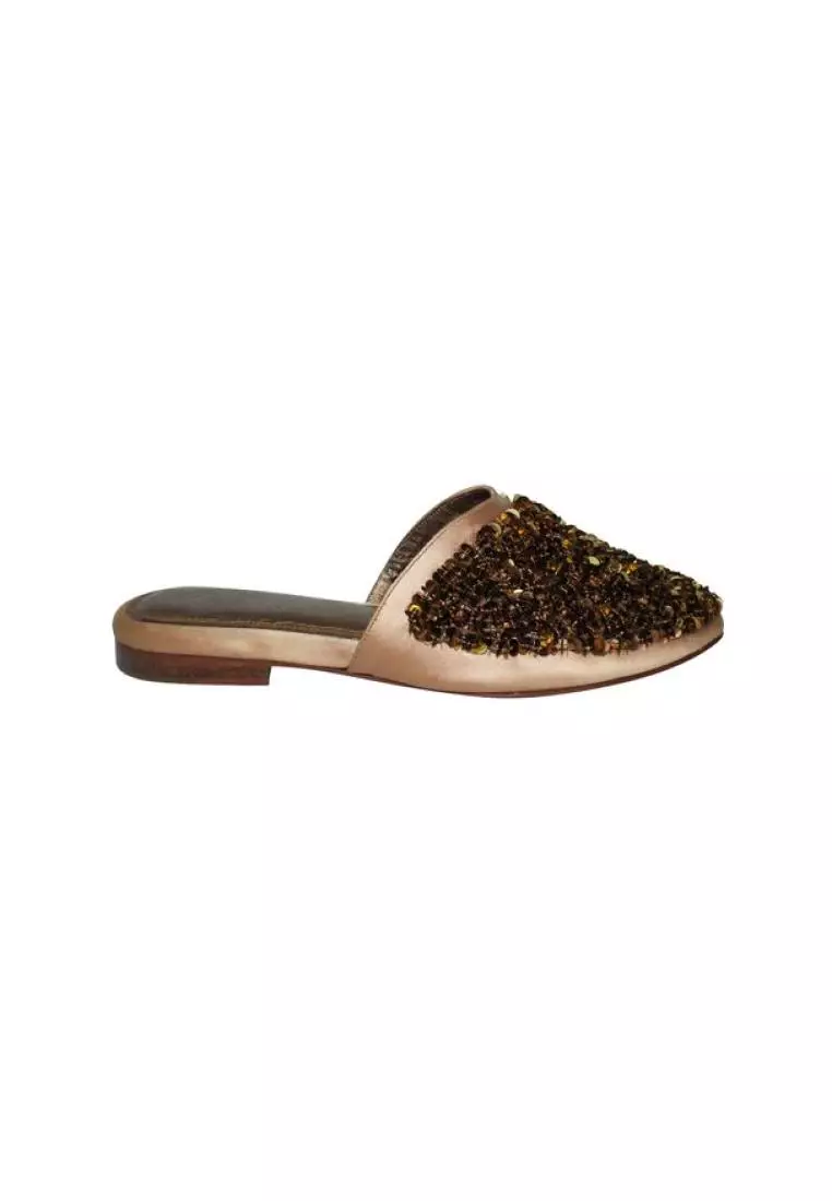 Gold mules outlet flat