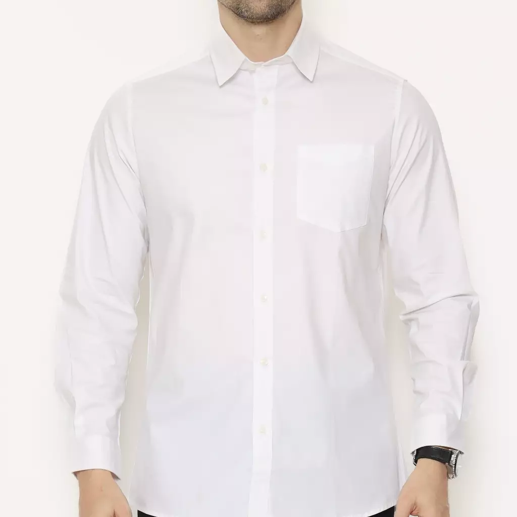 SCHOELLER HOLLISTER-MLNS Kemeja Formal Pria Putih Slim Fit Lengan Panjang 100% Cotton