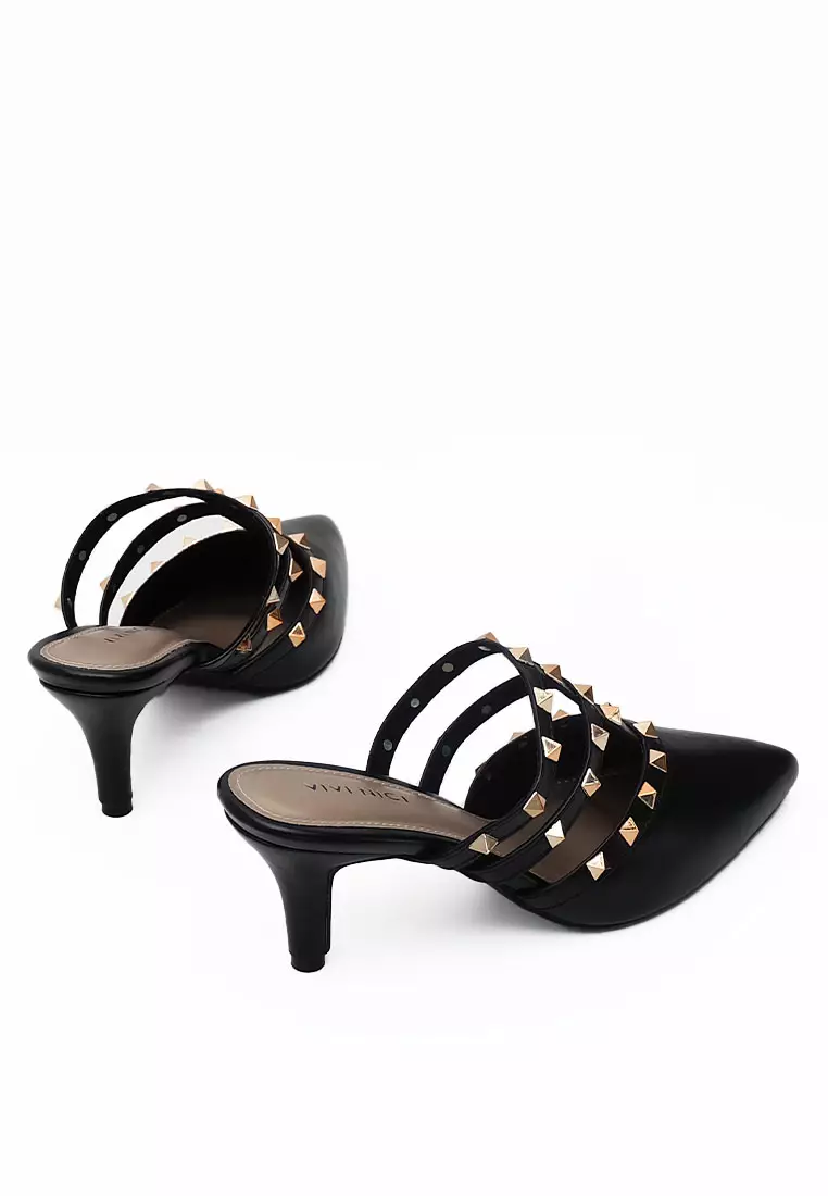 VIVI NICI - Annchi Sandal Mules Hak 7 cm Black Solid