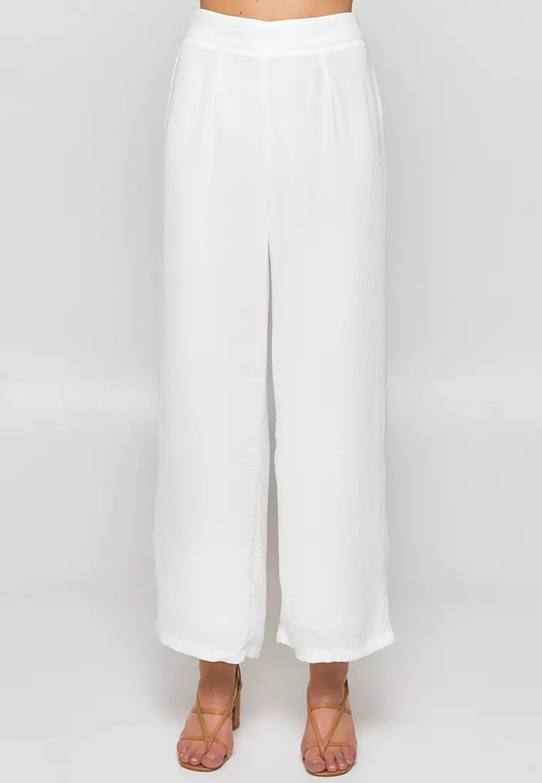 Roxy Women Santorini Linen Trousers - Bright White