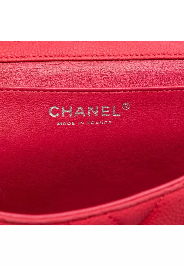 Pre-Loved Chanel Cc Quilted Caviar Flap Clutch With Chain