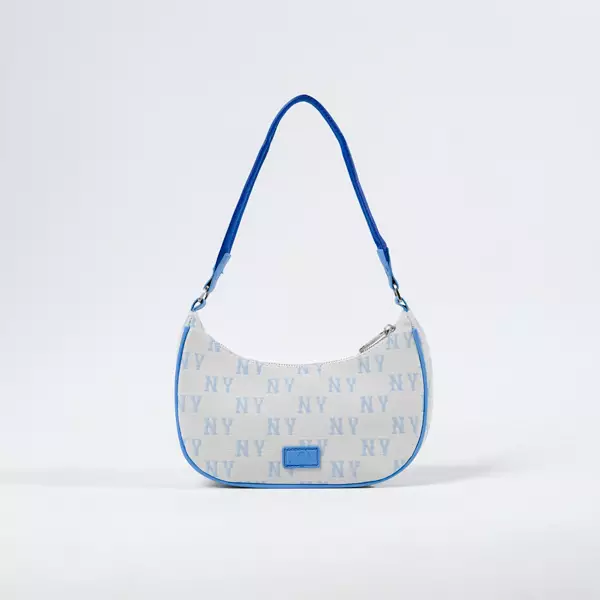 Tas MLB NY BLUE MONOGRAM CREAM SS24 HOBO BAG 100% ORIGINAL