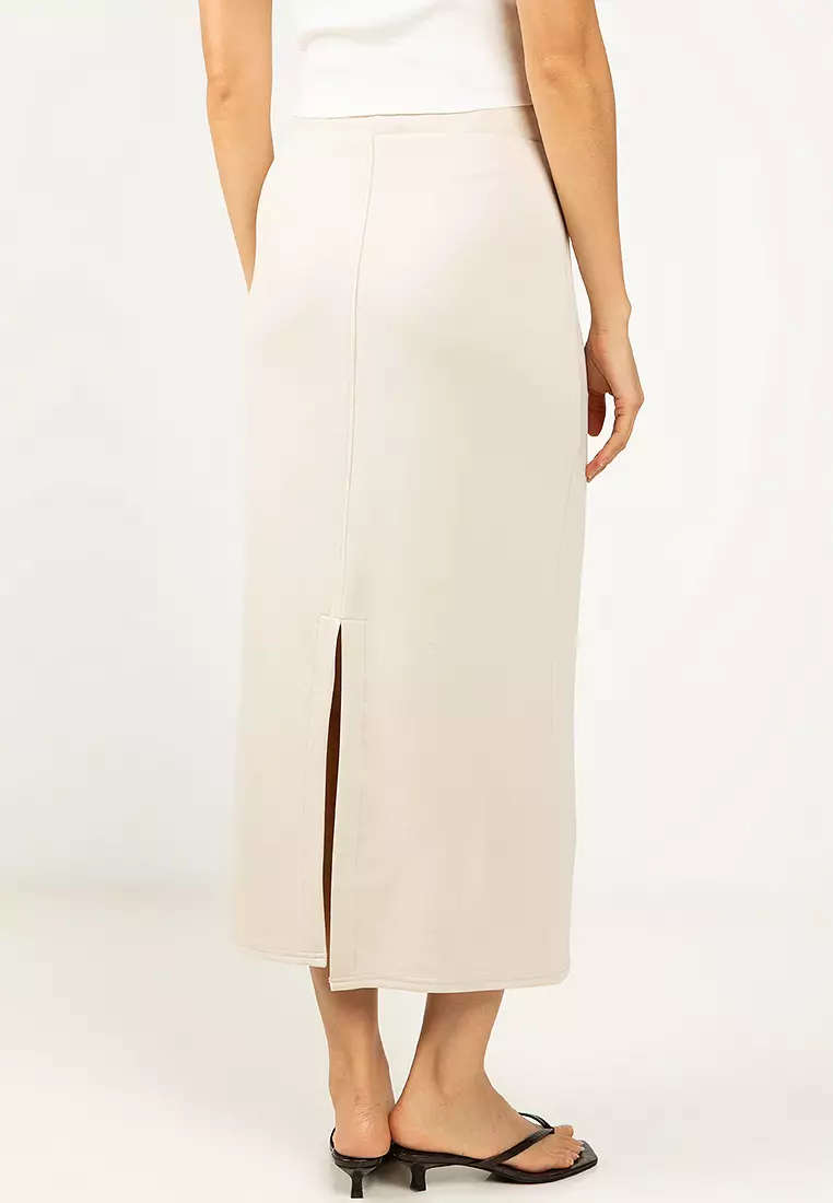 High Waist Midi Jersey Skirt