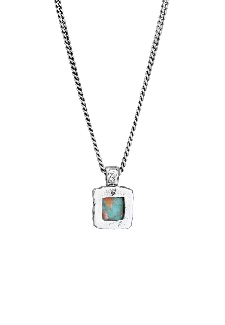 EXCLUSIVE Kalung Perhiasan Perak 925 Pria Pendant Turquoise