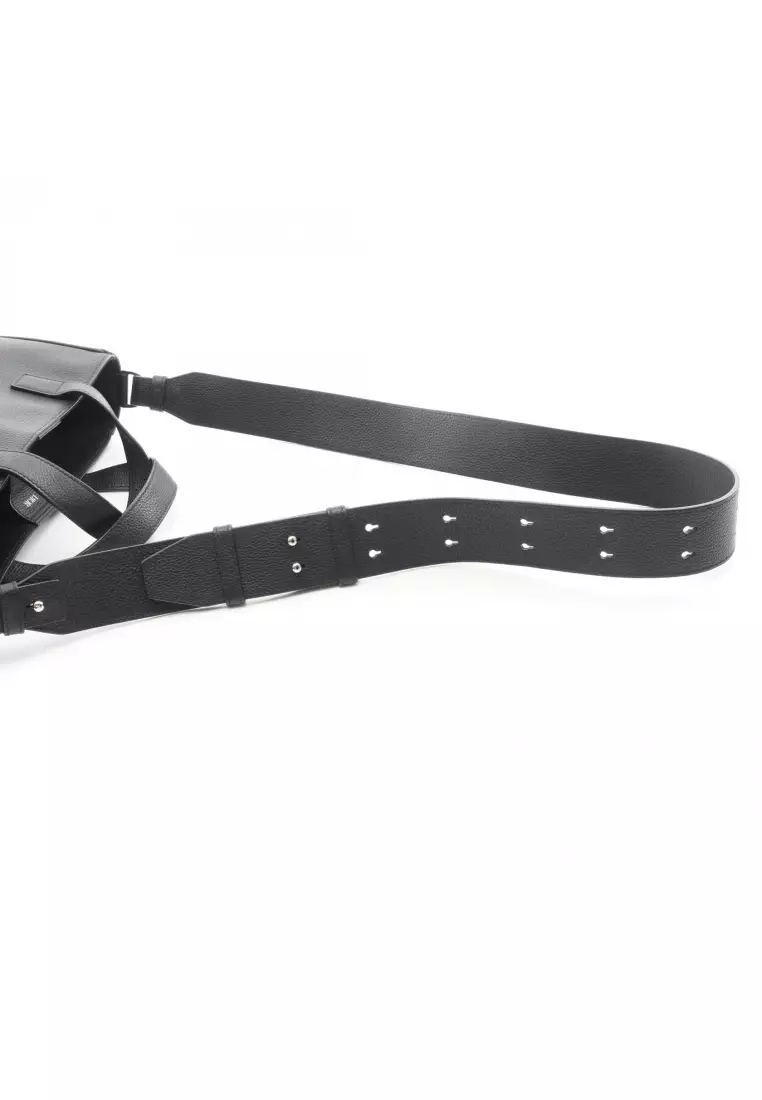 Pre-Loved Christian Dior SADDLE saddle Handbag tote bag leather black 2WAY