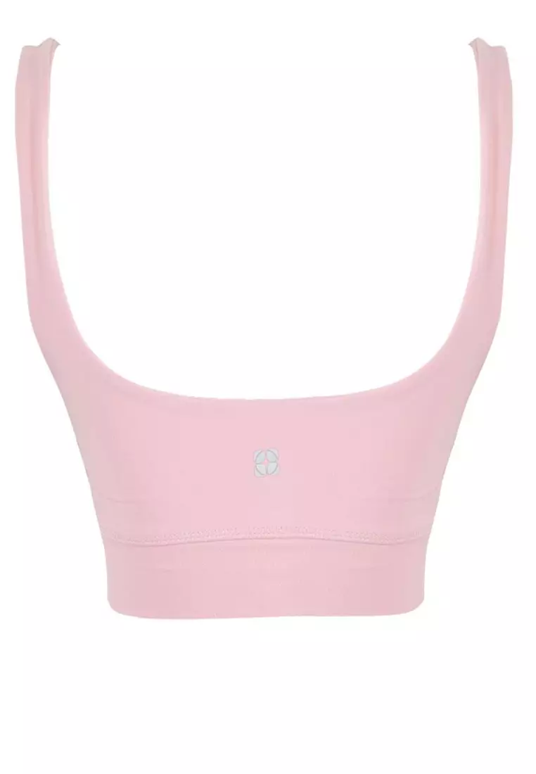 Pink Brushed Soft Fabric Support/Shaping Printed Knitted Sports Bra Thmss24Ss00008