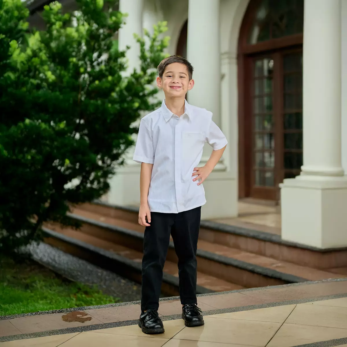 ZM Zaskia Mecca - Bach Snow Kemeja Koko Anak Pria - White Series - Binar Samudra