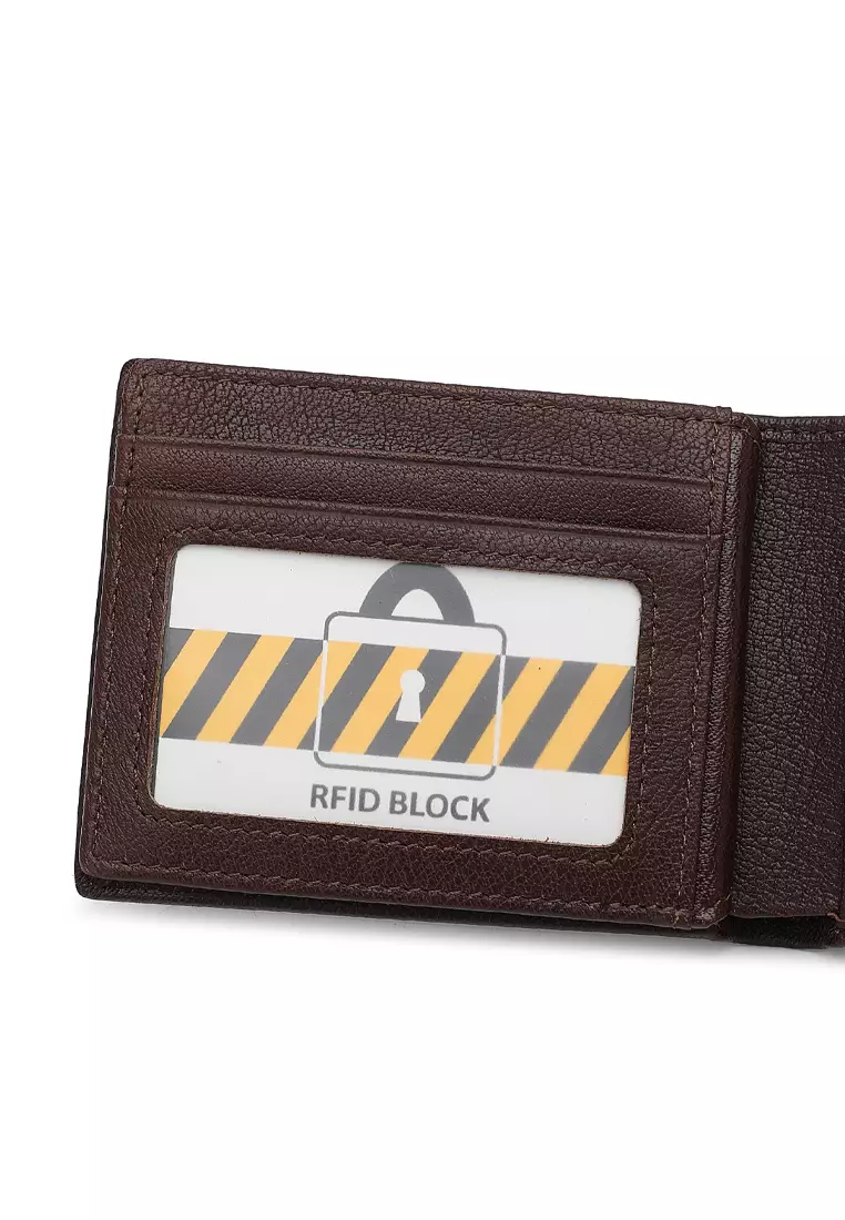 Men's Genuine Leather RFID Blocking Fortune Wallet (Dompet Pria Kulit Genuine RFID Blocking) - Cokelat