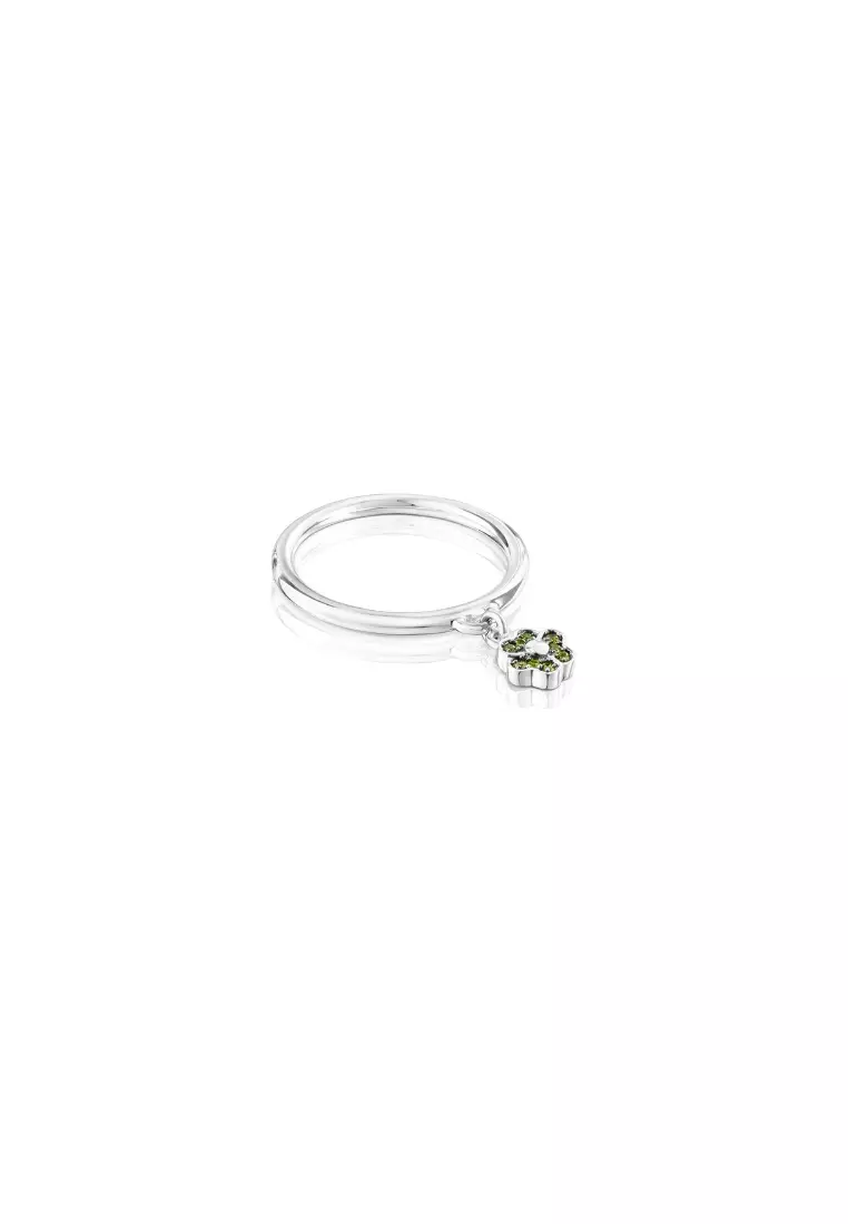 TOUS New Motif Silver Ring with Chrome Diopside Flower