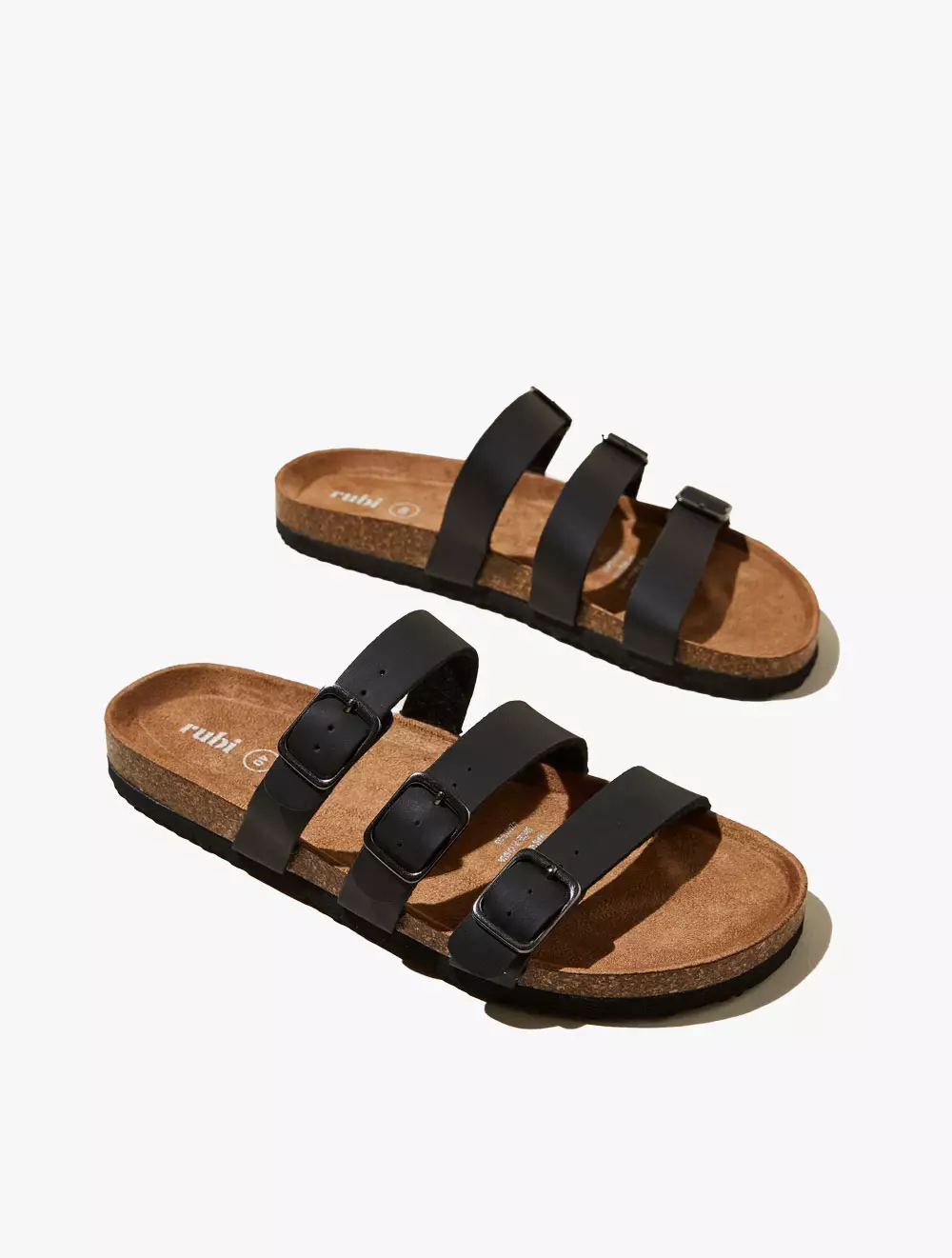 Jual Rubi Rubi Sandal Rex Triple Strap Slide Black Oiled