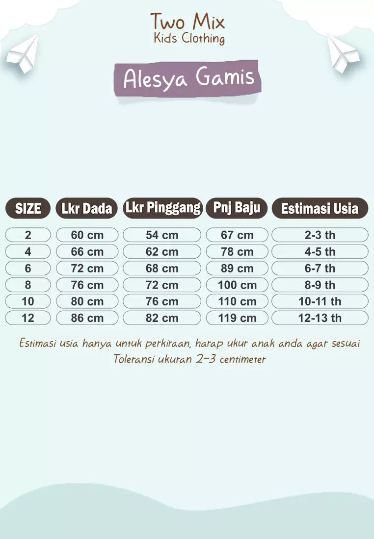 Two Mix - Raya Collection 2024 - Baju Muslim Alesya Gamis Anak Perempuan 1-12 Tahun 4397 Sage