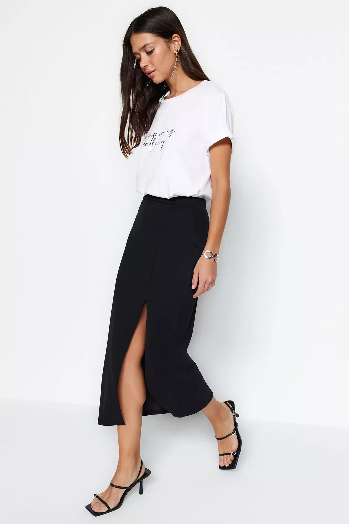 Slit Midi Skirt