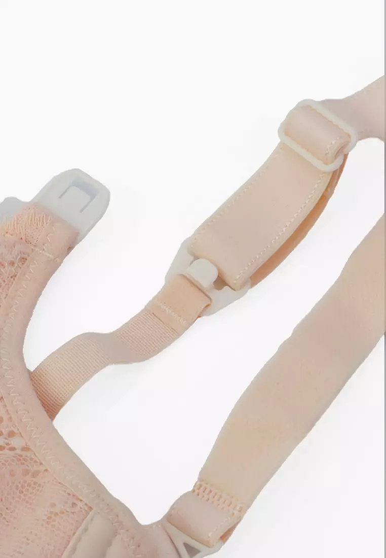 Peach Lace Strap Clips Nursing Bra
