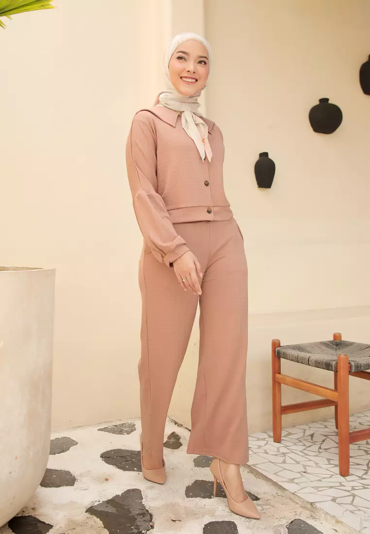 Daneen Waffle Oneset | Setelan Wanita Simple - Baked Clay