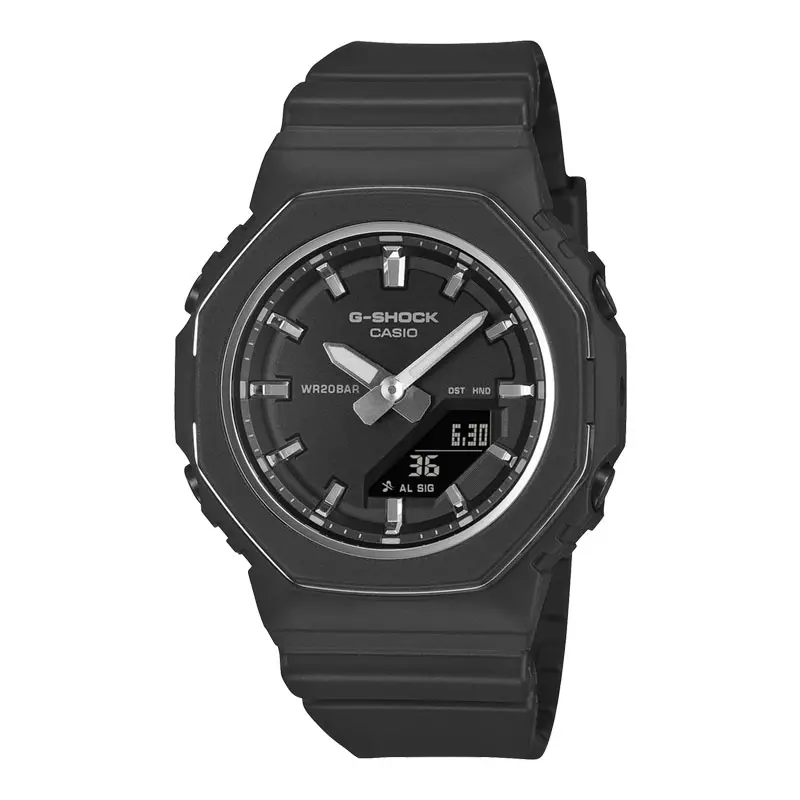 Jam Tangan Wanita Casio G-Shock GMA-P2110-1ADR CasiOak Women Black Digital Analog Dial Black Resin Band