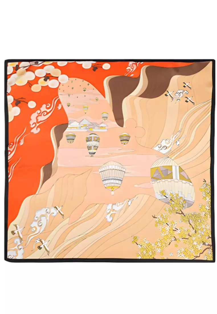 Luxury Silk Ladies' Large Scarf, Sun-Proof Crepe Satin, Premium Souvenir.