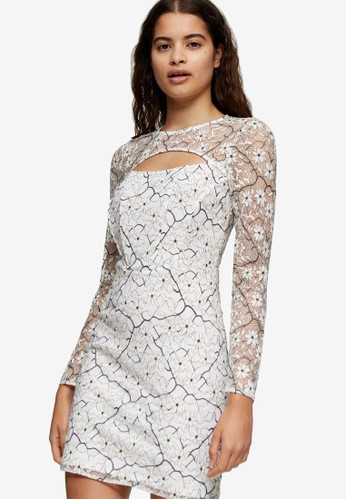 Jual Topshop Lace Bodycon Cut Out Mini Dress Original Zalora Indonesia