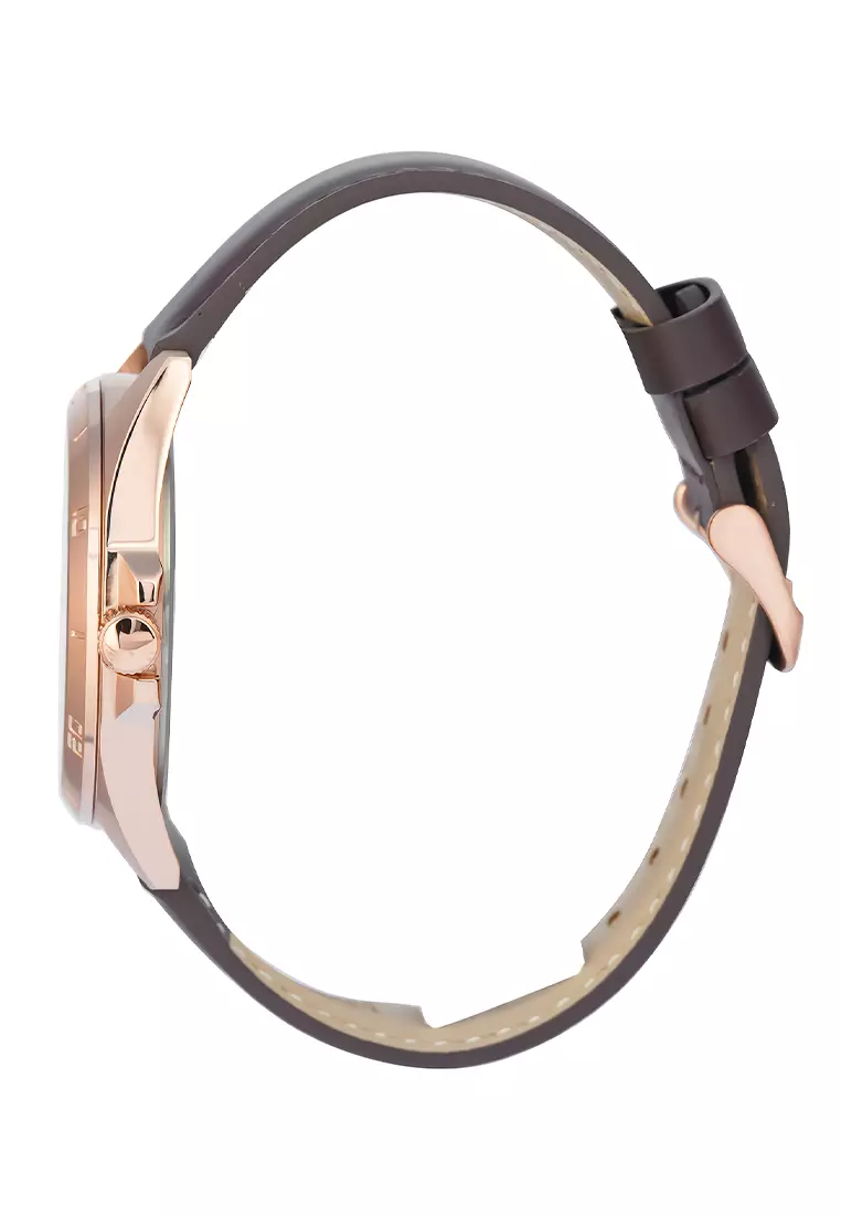 Alexandre Christie Primo Steel 1011 MDLRGSL Jam Tangan Analog Pria Rosegold - Brown Leather Strap