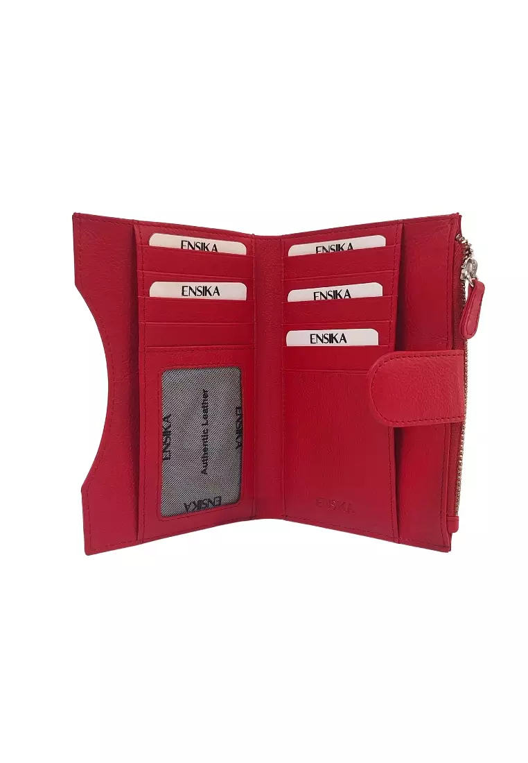 Wallet For Women -Women Wallet Slim Red Oxhide J0015