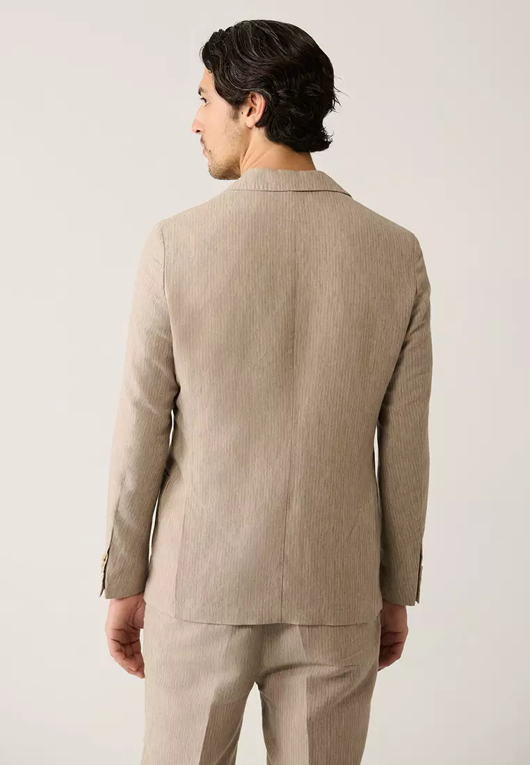 Men's Mink Unlined Linen Touch Suit Jacket A41Y4060
