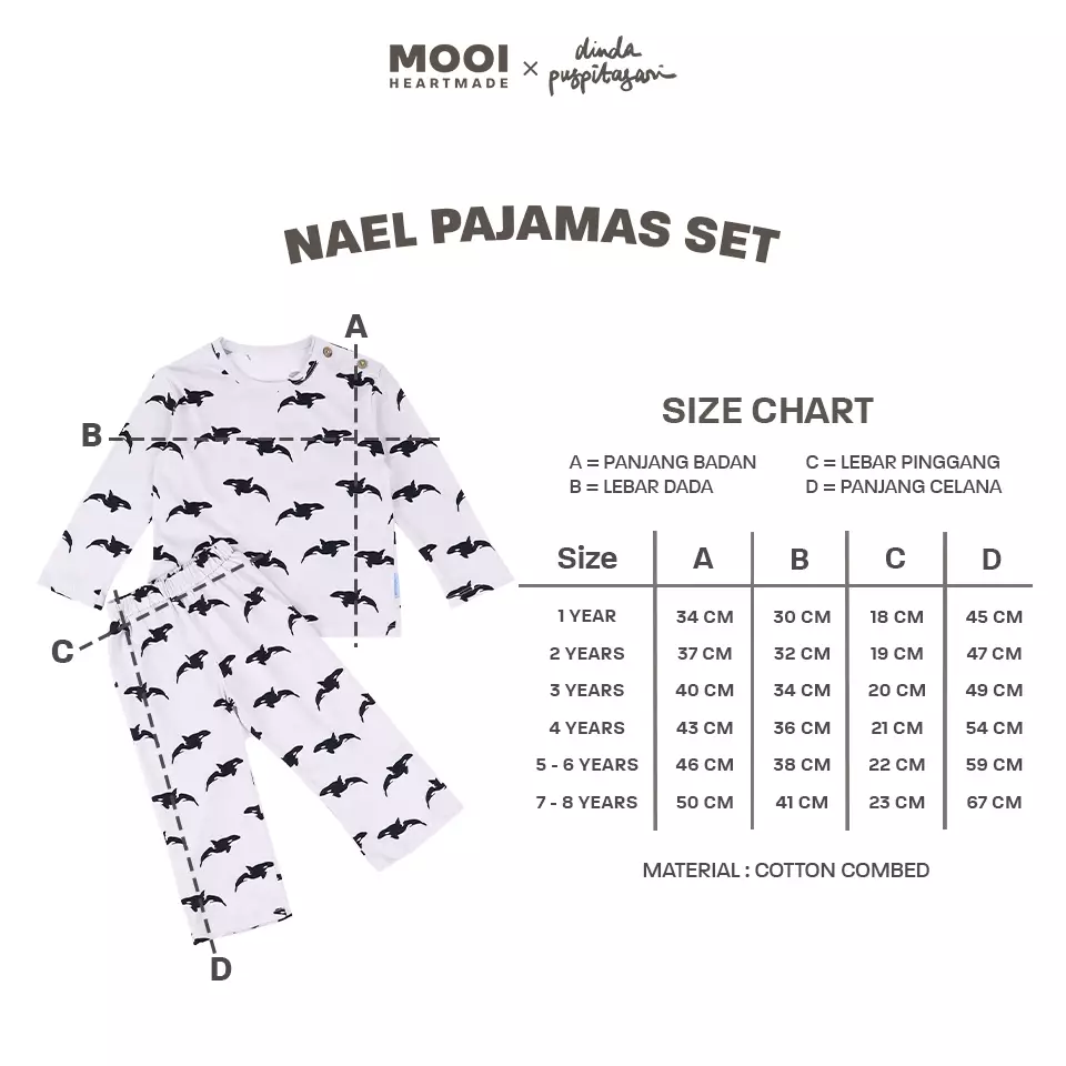 Mooi X Dinda Setelan Piyama Anak Nael Pajamas Set - Broken White