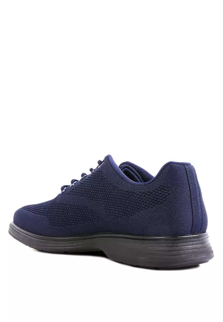 Navy Blue Casual Knitted Walking Shoes