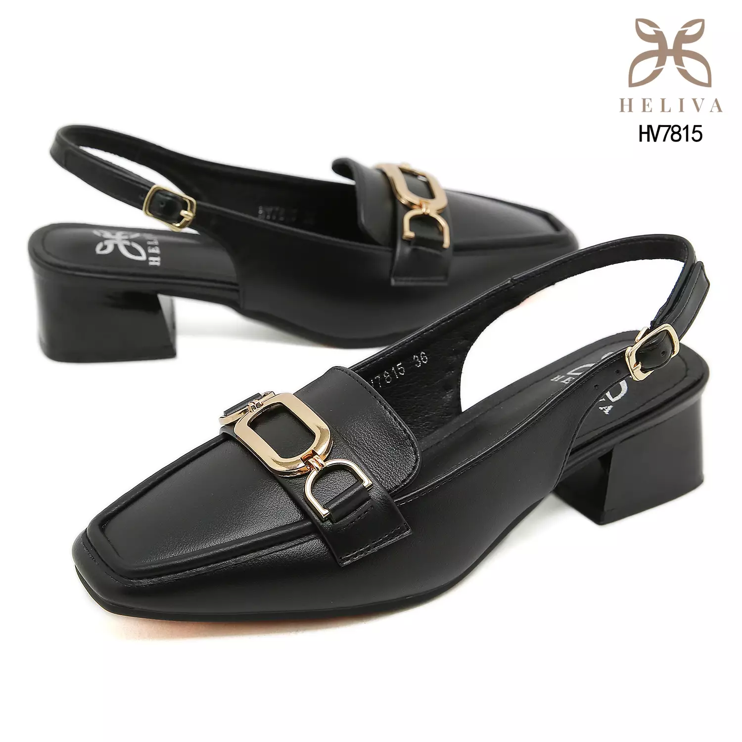 Heliva Enel Modern Loafer-Inspired Heels with Slingback Design & Iconic Bit Ornament HV7815