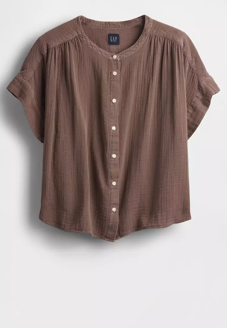 Crinkle Gauze Dolman Shirt