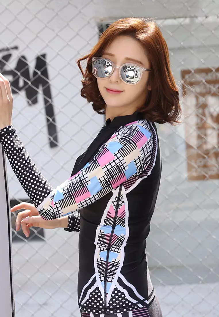 Buy LYCKA LSK9097 Lady One Piece Long Sleeve Rash Guard Top Black 2024