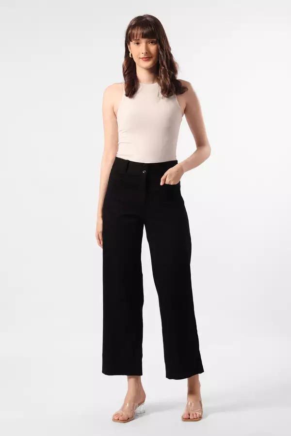 MINIMAL - Laurrie - Celana Kulot Katun Stretch - Black Warna Black