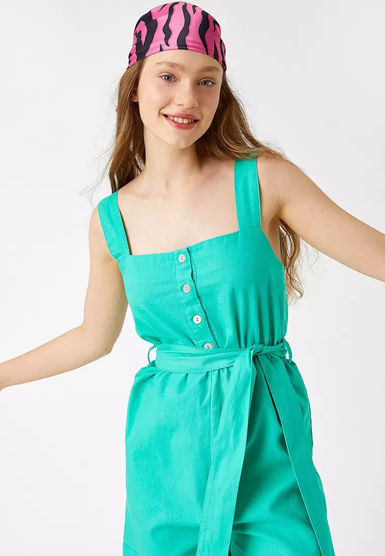 Sleeveless Belt Shorts Overalls