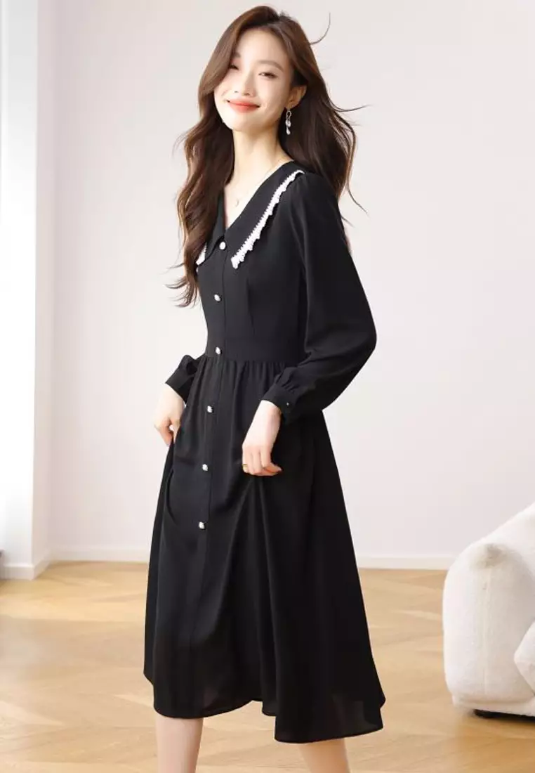 V Neck A Line Slim Dress