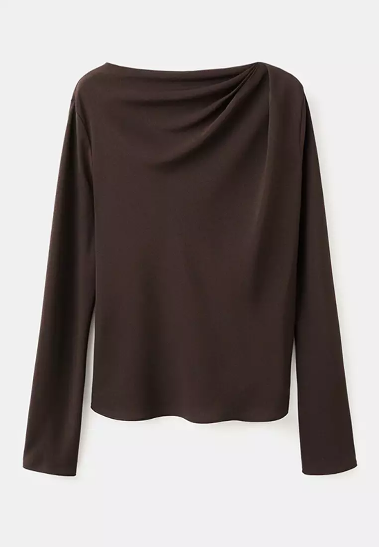Draped Boat-Neck Blouse