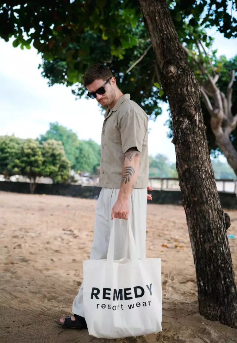 Lido Kemeja Oversized Lengan Pendek Pria Warna Hijau | Oversized Linen Shirt Men Olive