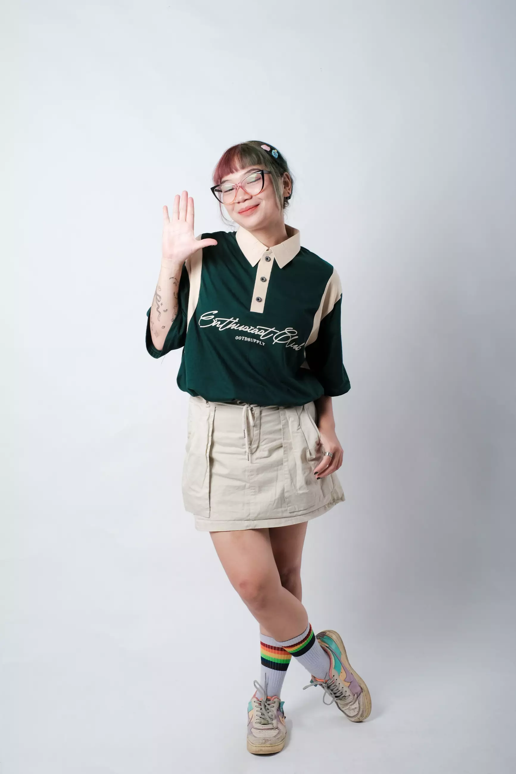 OOTDSUPPLY Oversize Rugby Polo Shirt Infinite 96 Green-Mocca | Kaos Polo Pria dan Wanita OVZ-PSRGM021