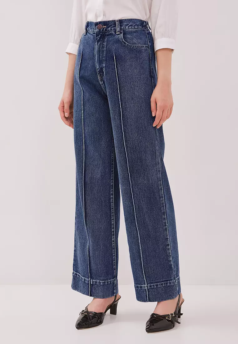 DUST Celana Pintuck Denim Lirana Blue Comfease (D.39140)