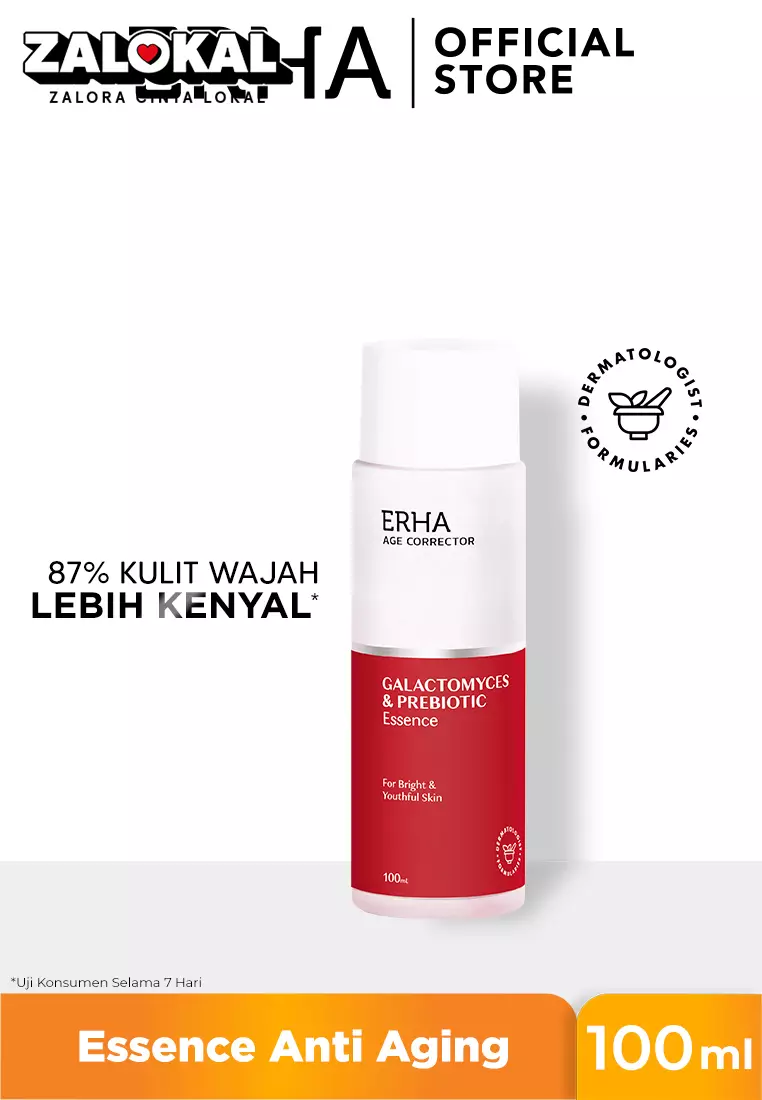 ERHA Age Corrector Galactomyces & Prebiotic Essence 100g - Essence Anti Aging | Melembabkan | Mengencangkan | Menghaluskan | Meningkatkan Hidrasi