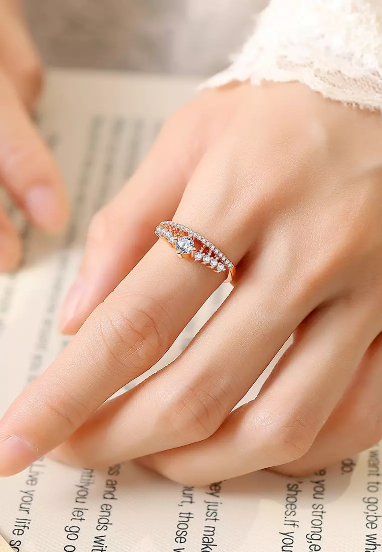 Cincin Wanita Titanium Original Berlian Crown Design Perhiasan Fashion Korea Cincin Cewek Rings Kotak Indah
