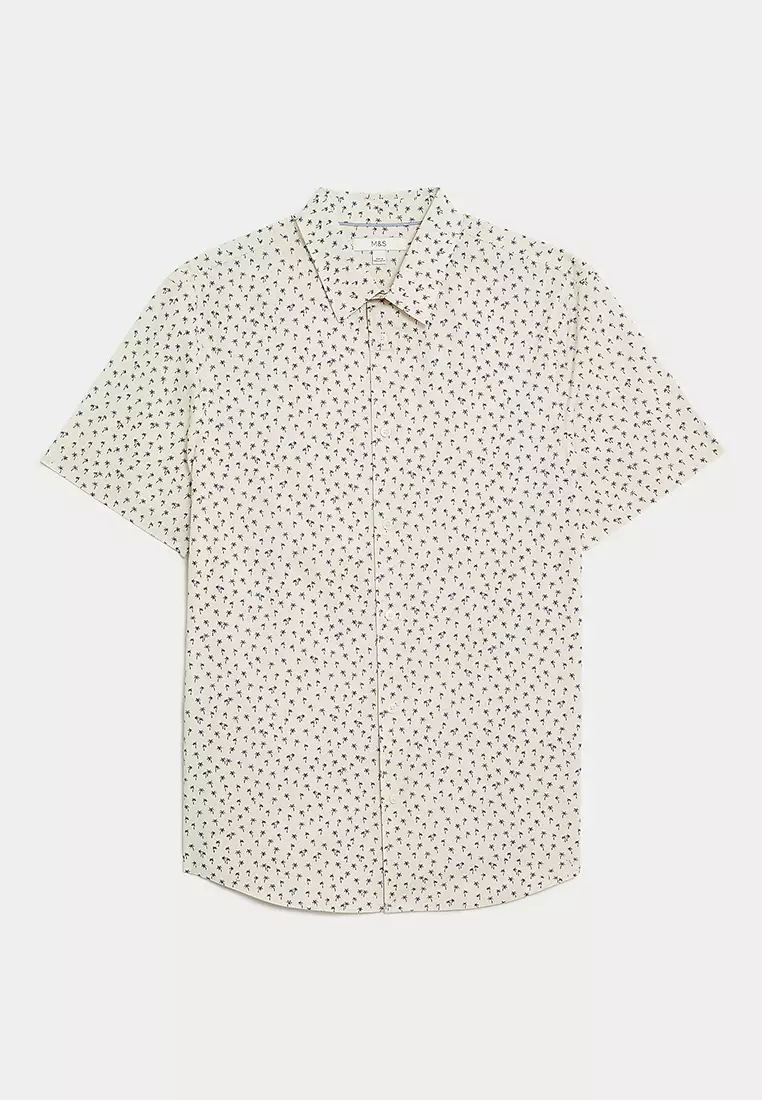 Easy Iron Pure Cotton Geometric Print Shirt