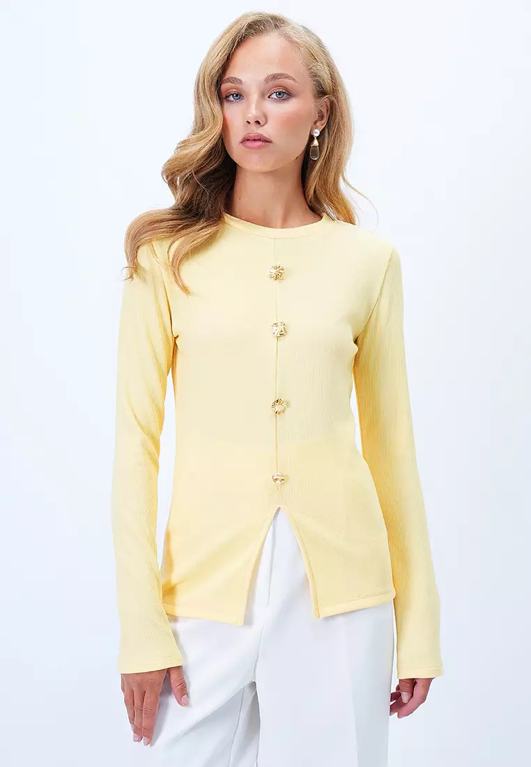 Buy Alacati Front Slit Button Detailed Blouse 2026 Online | ZALORA ...