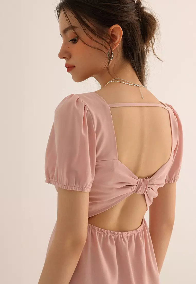 Open Back Twist Padded Mini Dress