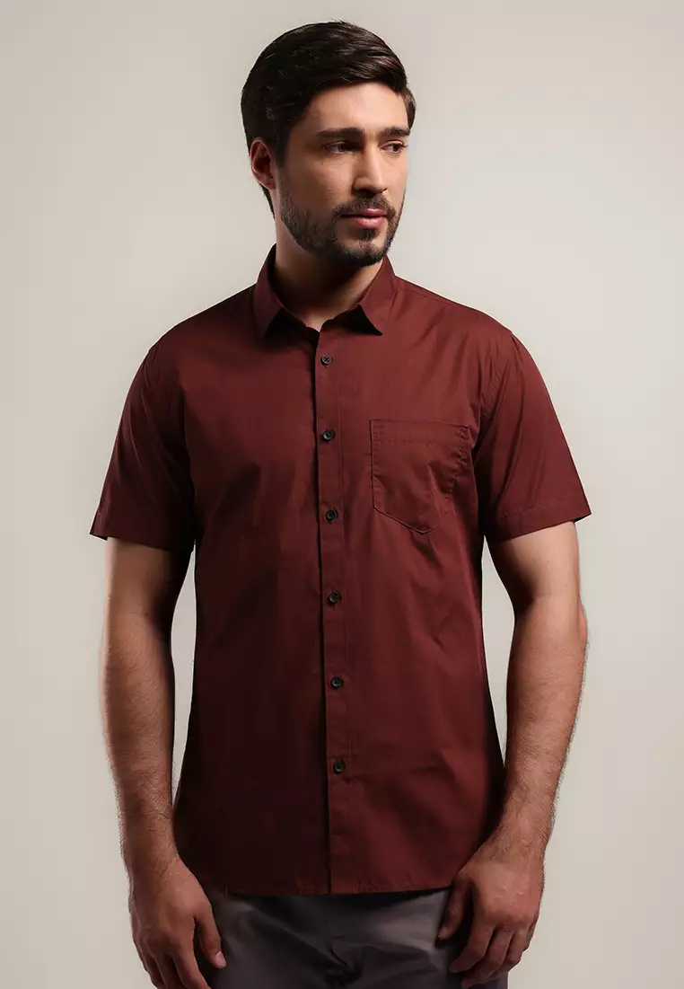 MOC Kemeja Lengan Pendek Pria PEDRIC-MAROON
