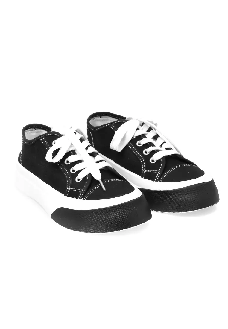 Sepatu Sneakers Women Tali Ikat Casual Premium Quality - Hitam